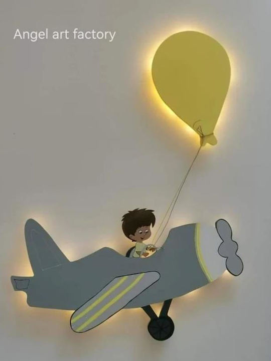 Kinder-Wandlampe aus Holz "Flugzeug-Ballon"