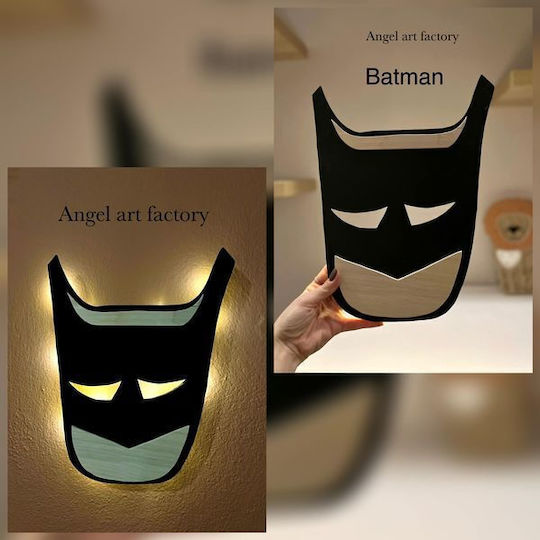 Παιδικό Ξύλινο Φωτιστικό Τοίχου Batman