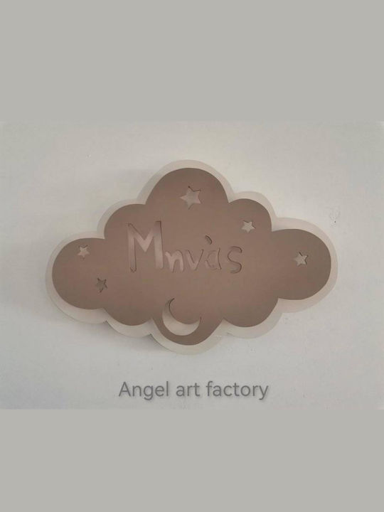 Children's Wooden Wall Light "Double Cloud" Name