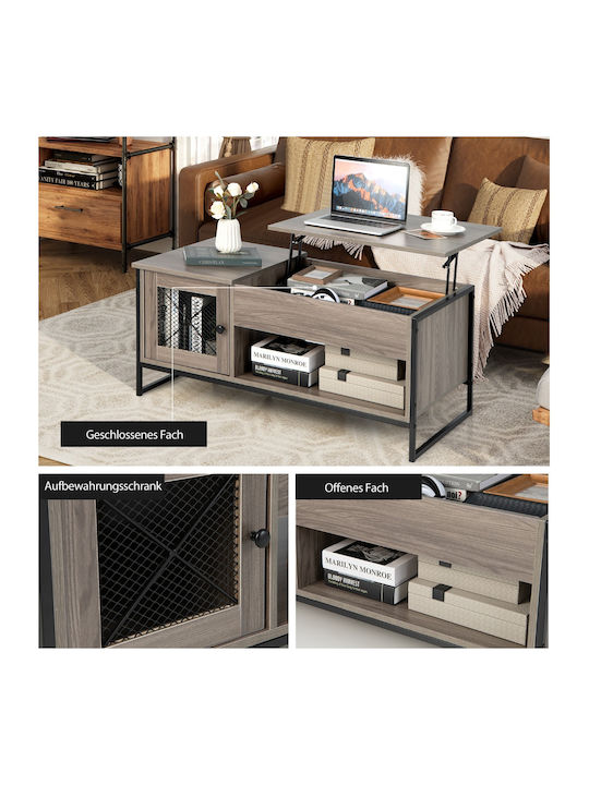 Rectangular Central Wooden Coffee Table with Lifting Mechanism Black W106xL55xH44.5cm