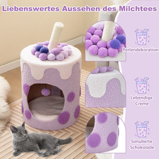 Costway Decorate Your Home Please Your Cats Cat Tree Milk Tea Style Pv10127pu