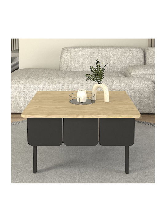 Square Central Coffee Table Pedro Wooden Anthracite - Rota Oak 73.2x73.2x38.6cm