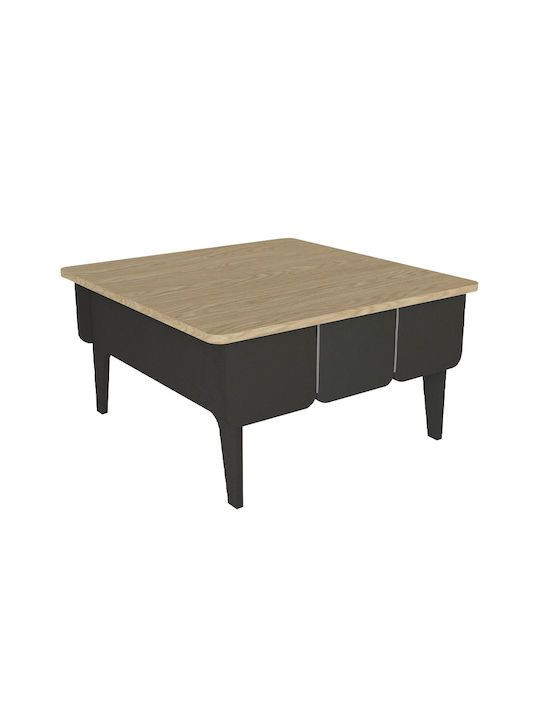 Square Central Coffee Table Pedro Wooden Anthracite - Rota Oak 73.2x73.2x38.6cm