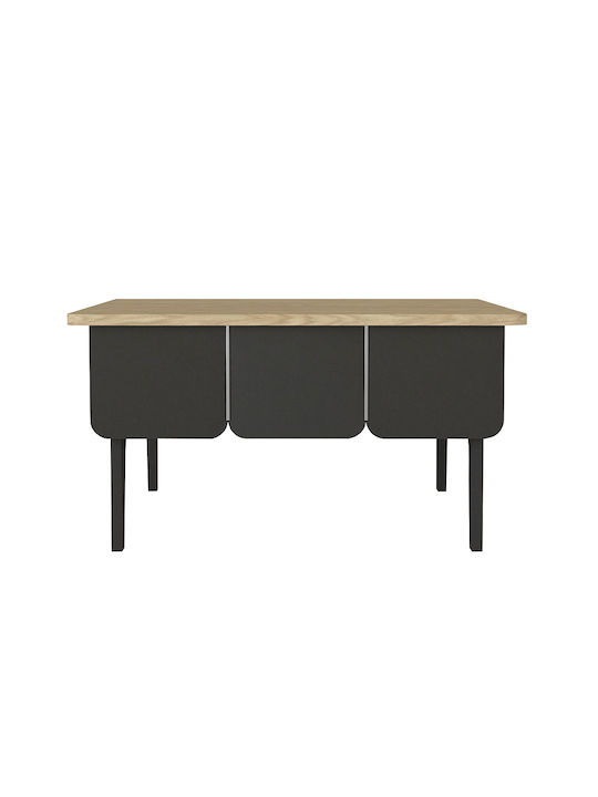 Square Central Coffee Table Pedro Wooden Anthracite - Rota Oak 73.2x73.2x38.6cm
