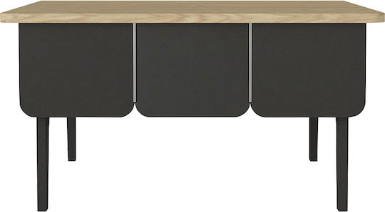 Square Central Coffee Table Pedro Wooden Anthracite - Rota Oak 73.2x73.2x38.6cm