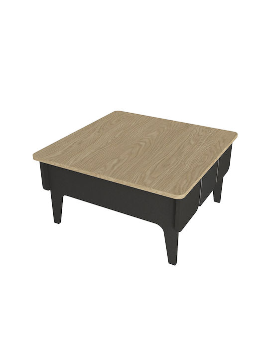 Square Central Coffee Table Pedro Wooden Anthracite - Rota Oak 73.2x73.2x38.6cm