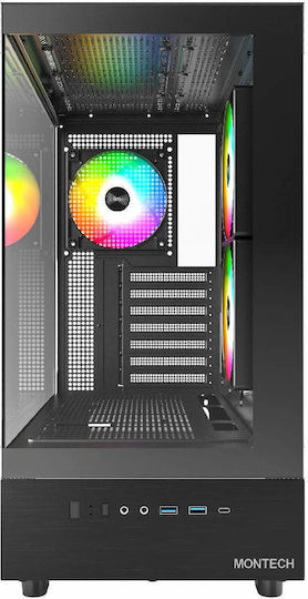 Montech XR Gaming Midi Tower Κουτί Υπολογιστή με Πλαϊνό Παράθυρο και ARGB Φωτισμό Μαύρο