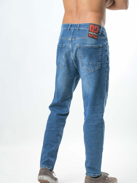 Men's Jeans Pants Cropped Elastic with Boyfriend Fit Blue