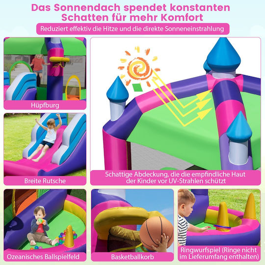 Costway Inflatable Castle Fun Castle with Trampoline and Slide for Ages 3-10