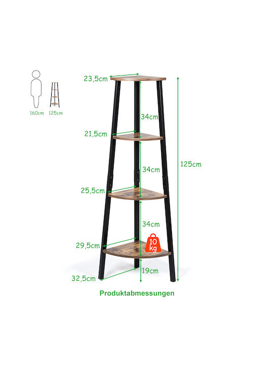 Corner Bookcase Black 34x34x124.5cm