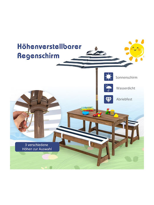 Kinder Tischset mit Stühlen Blau Costway