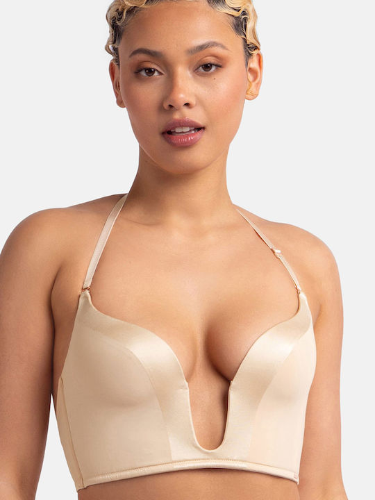 Μπεζ Strapless Σουτιέν χωρίς Μπανέλες