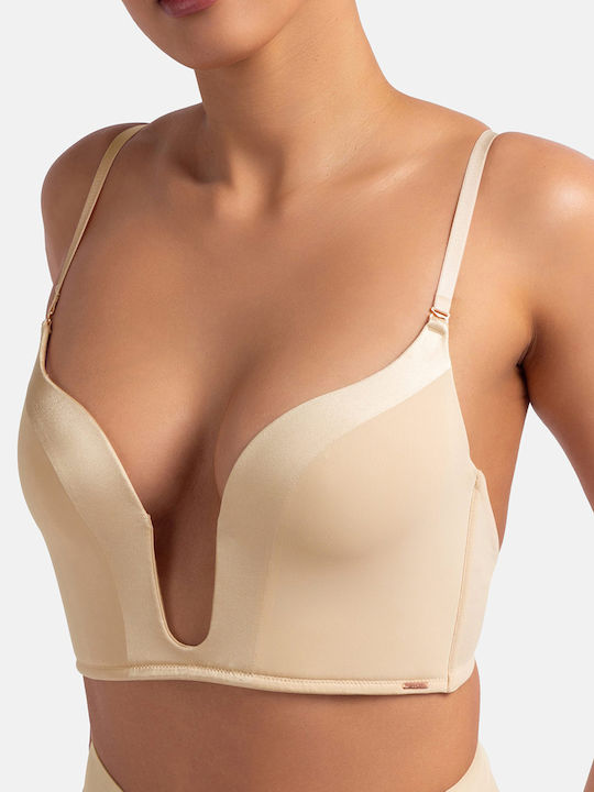 Μπεζ Strapless Σουτιέν χωρίς Μπανέλες