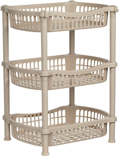 Plastic Kitchen Rack 3 Tiers Beige Plastic Kitchen Rack 3 Tiers Beige