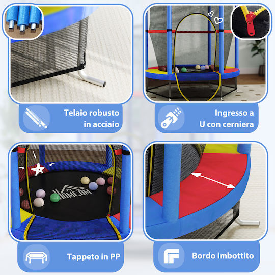 HomCom Trampolin Kinder Durchmesser 140cm mit Netz Bunt