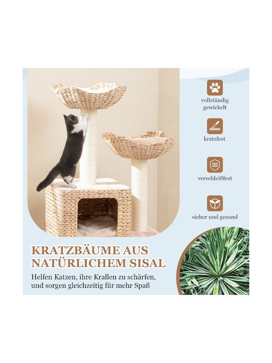 Costway Kratzbaum Katzenbäume Beige 4 Ebenen