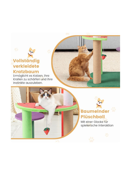 Costway Scratching Post Cat Trees Yellow 4 levels Height 69cm