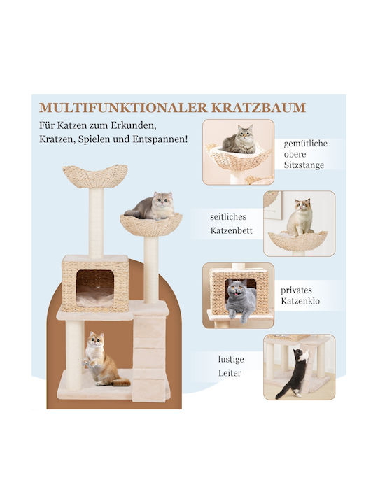 Costway Kratzbaum Katzenbäume Beige 4 Ebenen