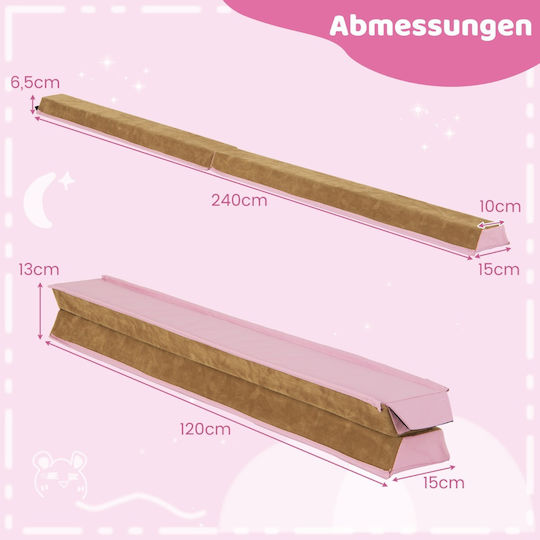 Costway Folding Balance Beam 240 cm Kids Safe Durable Suede Cover Fh10069pi