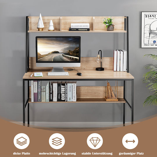 Birou cu Bibliotecă 120x57x140cm Bej