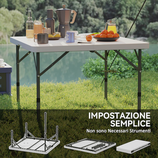 Outsunny Τραπέζι Μεταλλικό για Camping Πτυσσόμενο 86x86x74cm Λευκό
