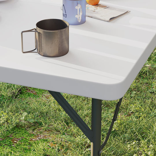 Outsunny Τραπέζι Μεταλλικό για Camping Πτυσσόμενο 86x86x74cm Λευκό