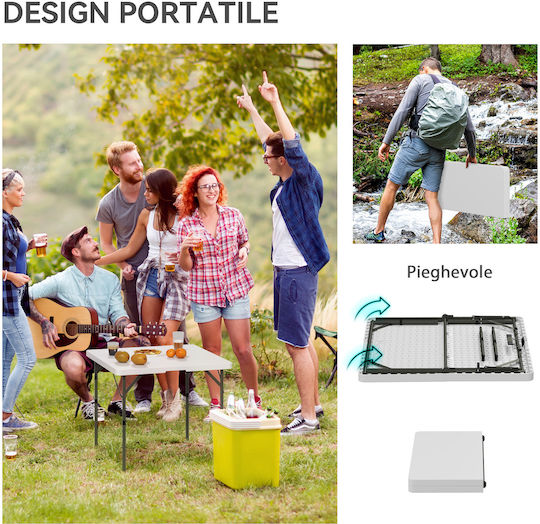 Outsunny Τραπέζι Μεταλλικό για Camping Πτυσσόμενο 86x86x74cm Λευκό