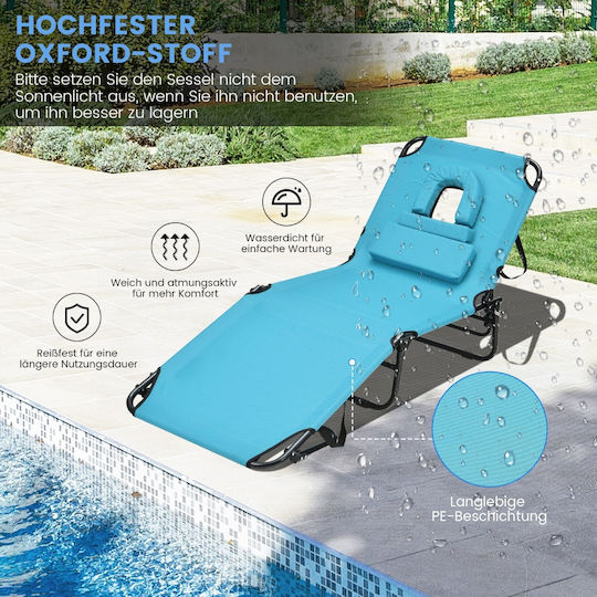 Costway Foldable Metallic Beach Sunbed with Pillow 73x63x16cm