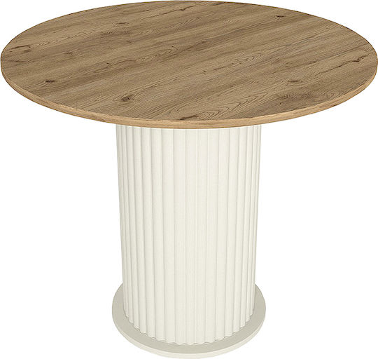 Bohema Στρογγυλό Τραπέζι Τραπεζαρίας Ξύλινο Ivory - Sepet Oak 90x90x77.7εκ.