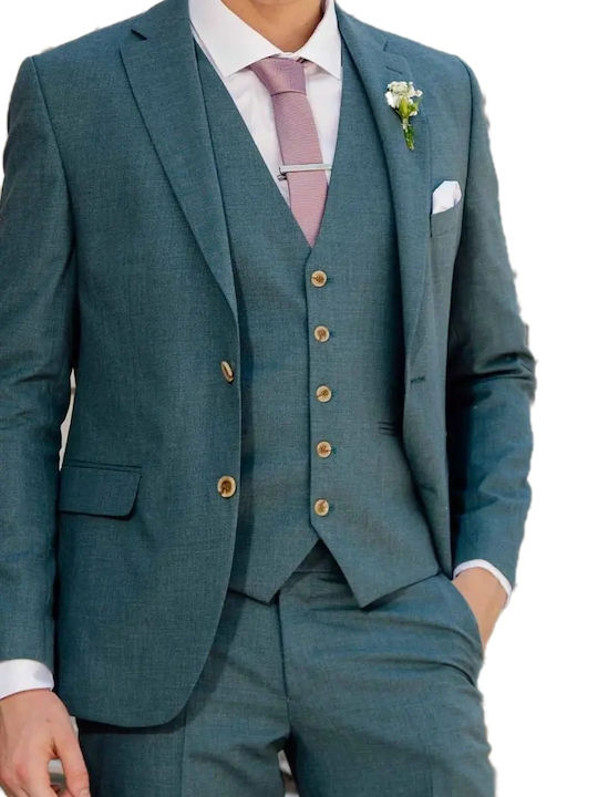 Men's Suit with Vest Green