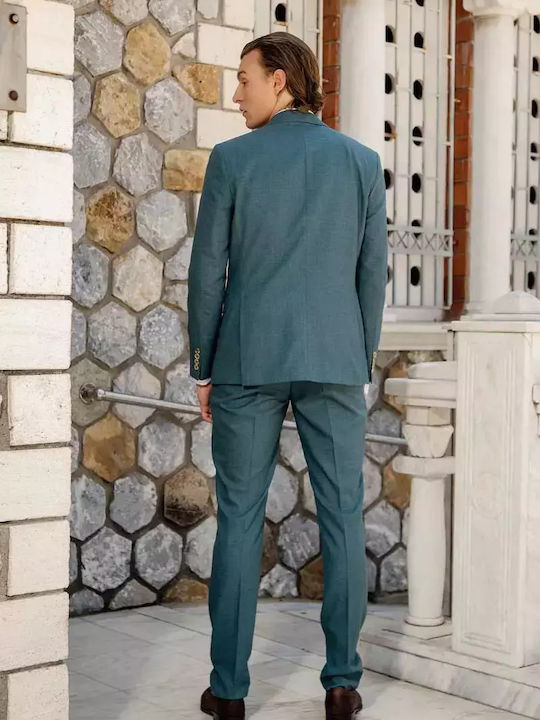 Men's Suit with Vest Green
