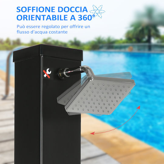 Outsunny Duș de exterior Solară din plastic Negru