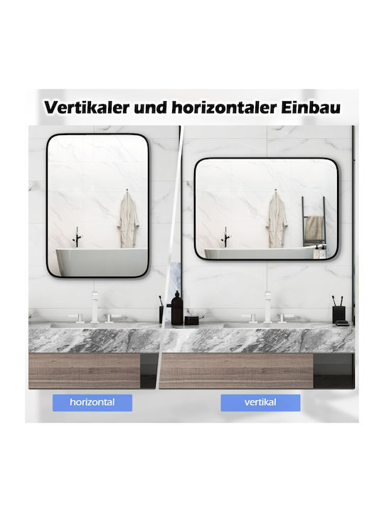 Costway Rectangular Bathroom Mirror made of Metal Black
