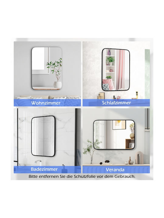 Costway Rectangular Bathroom Mirror made of Metal Black