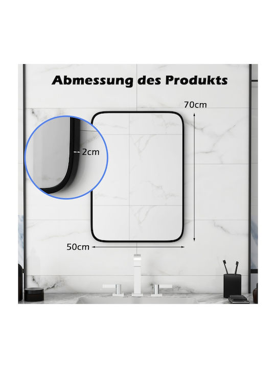 Costway Rectangular Bathroom Mirror made of Metal Black