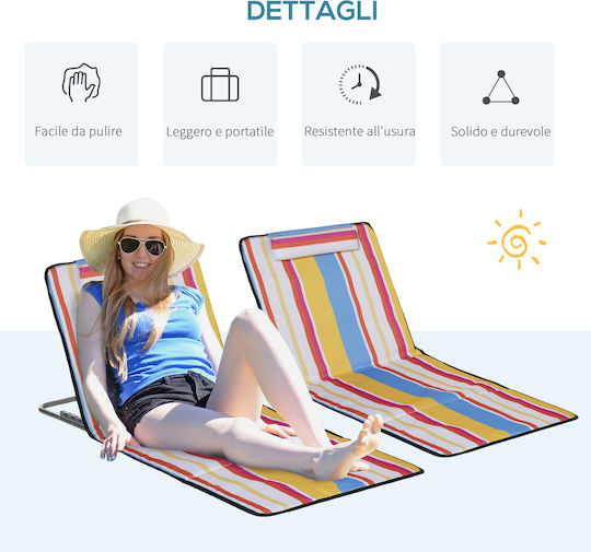 Outsunny Foldable Steel Beach Sunbed with Pillow 53x124x35cm