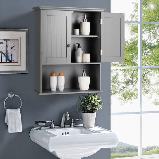 Costway Bathroom Cabinet 60x20x70.5cm Gray