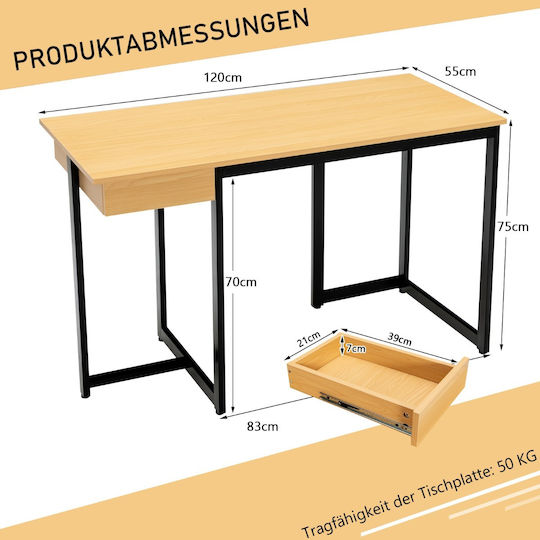 Γραφείο Υπολογιστή 120x55x75εκ. Μπεζ