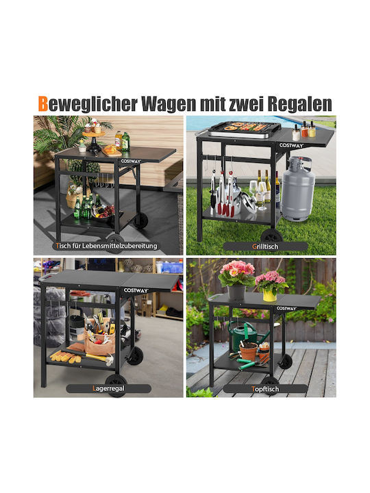 Outdoor Dinner Foldable Wood Table Black 96.5x64x75.5cm