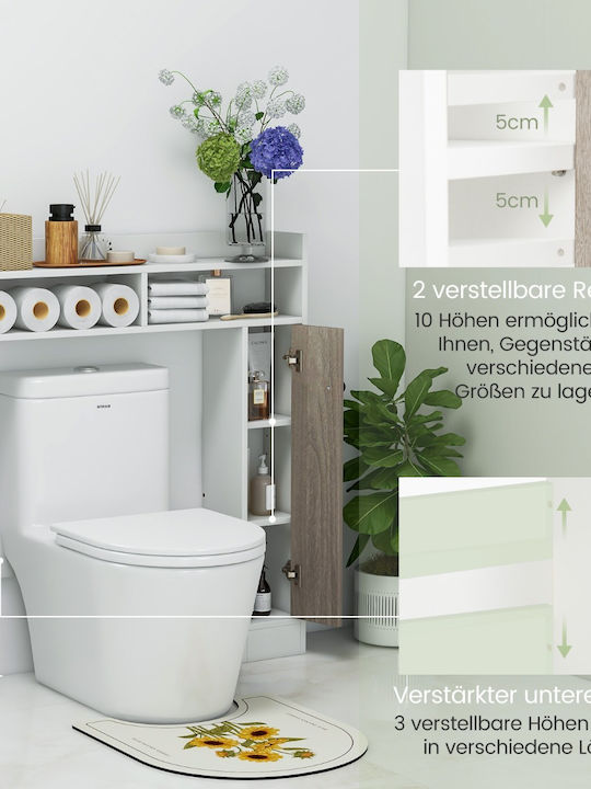 Costway Boden Badezimmerregal Hölzernes Weiß