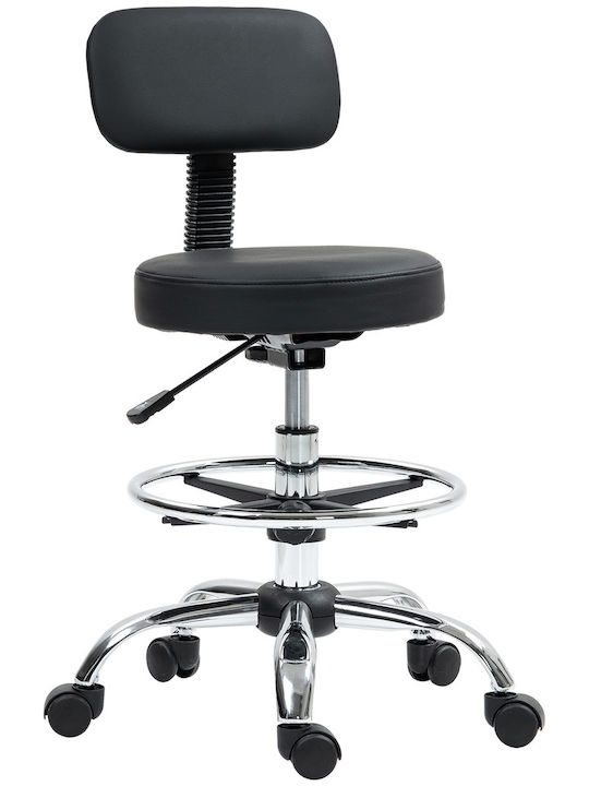 Homcom Swivel Chair Adjustable Height Footrest Steel Synthetic Leather Foam Material 52x52x78-92 cm Black 921-822v00bk