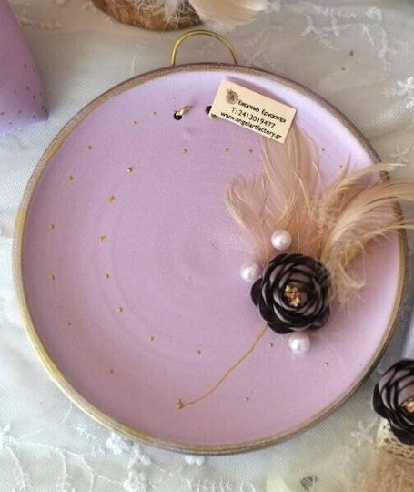 Round Ceramic Decorative Platter Purple 20x20cm