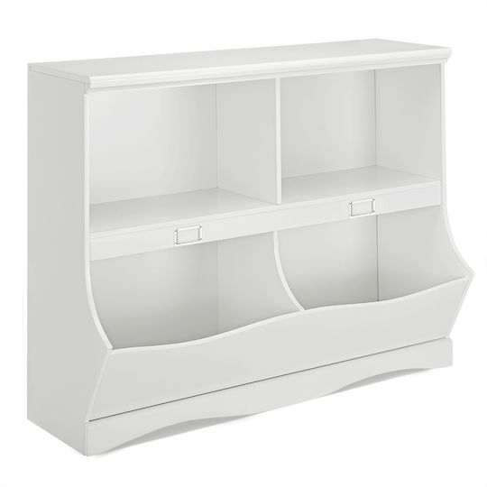 Kids Wooden Bookcase White 105.5x39.5x84cm
