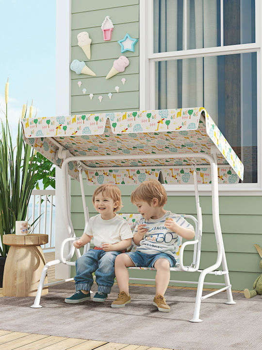 Κούνια με Βάση 2 Θέσεων Μεταλλική Μ112xΠ75xΥ120cm Λευκή Κούνια με Βάση 2 Θέσεων Μεταλλική Μ112xΠ75xΥ120cm Λευκή