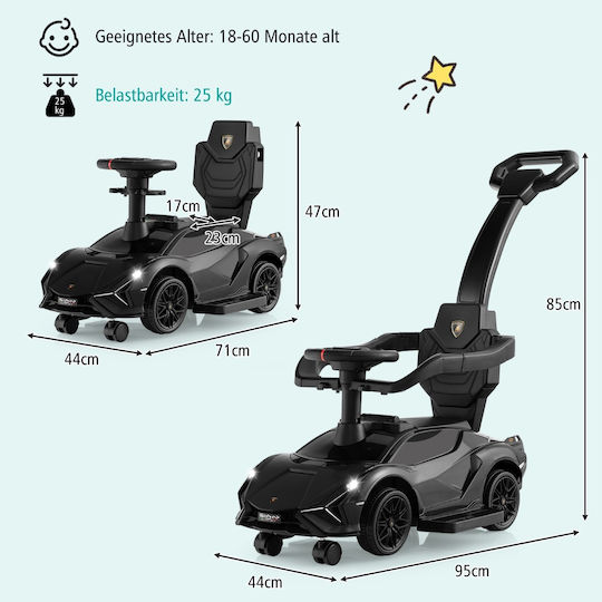 Costway Αυτοκινητάκι Ride On με Χειρολαβή για 18+ μηνών Λευκό