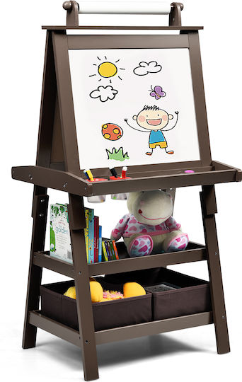 Costway Kids Easel 3-in-1 Magnetic Board Hanging Paper Roll Storage Spaces Ty327442cf