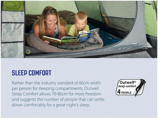 Outwell Earth 5 Plus Σκηνή Camping Τούνελ Πράσινη 4 Εποχών για 5 Άτομα 340x435x180εκ.