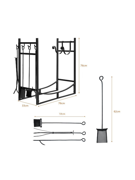 Costway Metallisch Regal Holzlagerung 76x33x76cm