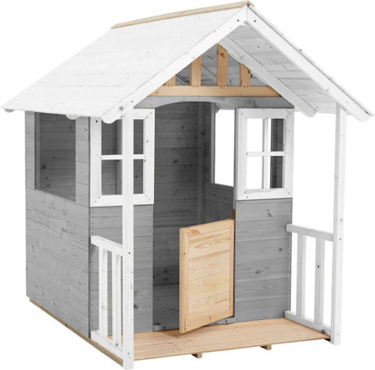 Multifunktionales Hölzernes Kinder-Spielhaus Garten mit Küche Grau 131x98,5x137cm