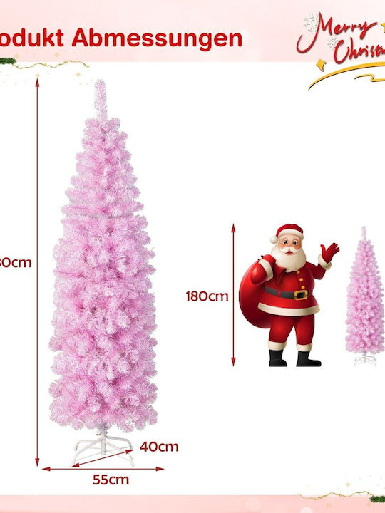 Brad de Crăciun 180cm cu Iluminare LED Roz